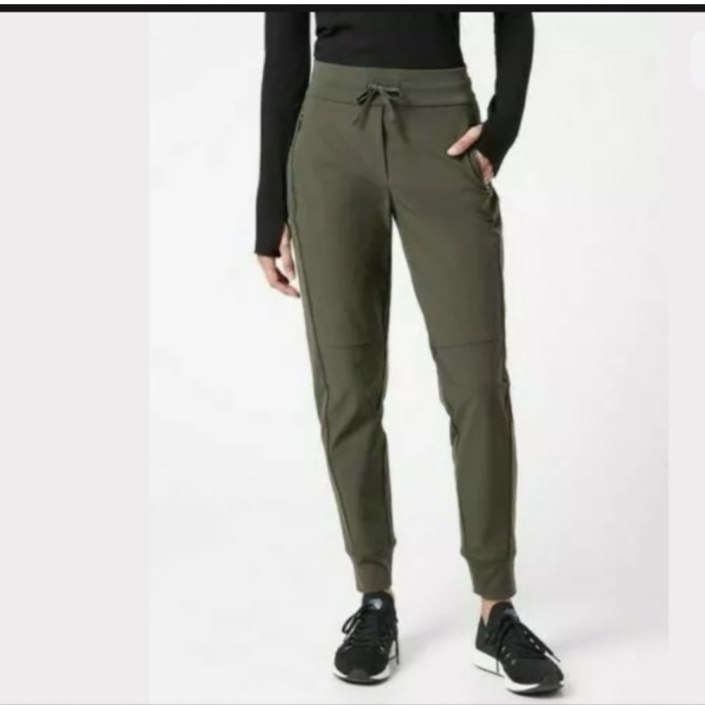 Athleta Headlands Hybrid Trek Mid Rise Jogger Green Women's 8